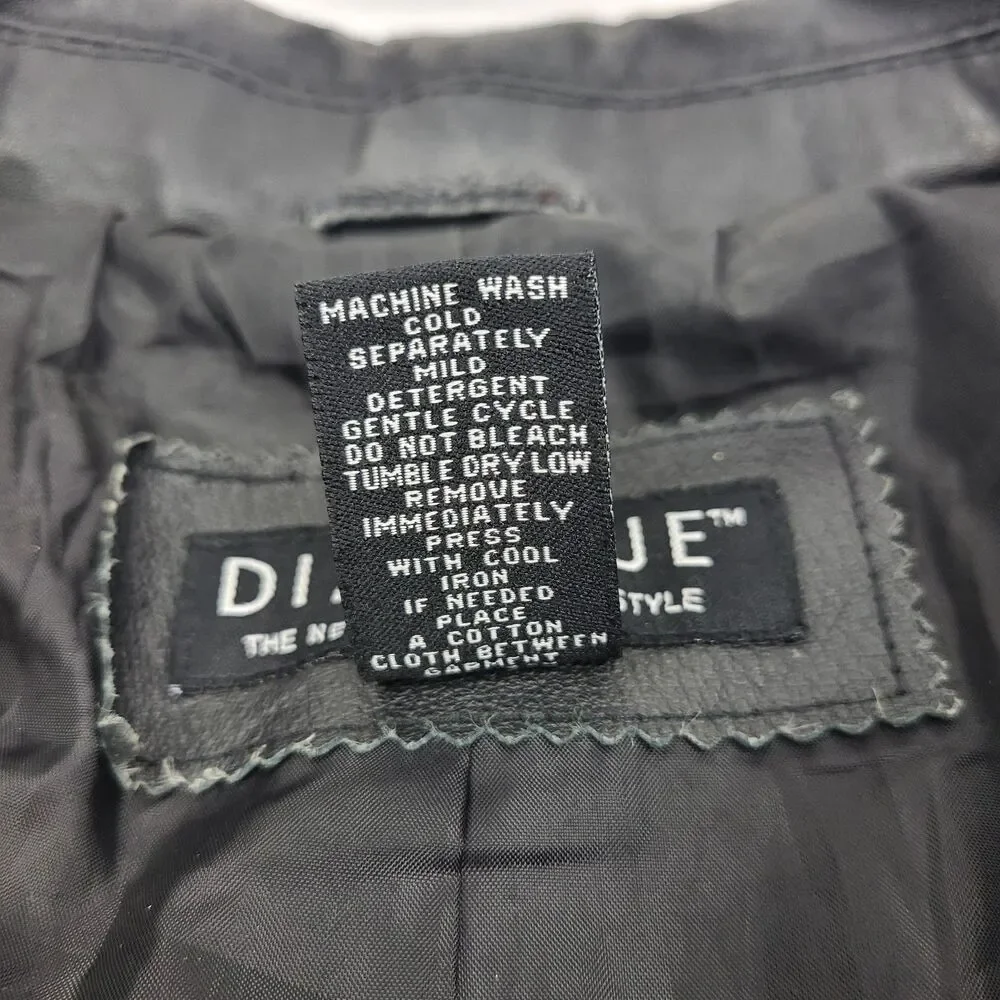 Dialogue Womens 100% Leather Jacket Blazer Button Coat Size XL
